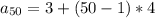 a_{50} = 3+(50-1)*4