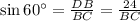 \sin 60^{\circ}=\frac{DB}{BC}=\frac{24}{BC}
