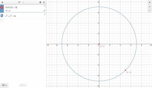 What is the equation of the circle with center (0,0) the passes through the point (5,-5).