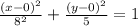 \frac{(x-0)^2}{8^2} + \frac{(y-0)^2}{5} =1