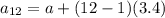 a_{12} = a+(12-1)(3.4)
