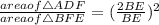 \frac{area of \triangle ADF }{area of \triangle BFE} =(\frac{2BE}{BE})^2