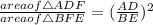\frac{area of \triangle ADF }{area of \triangle BFE} =(\frac{AD}{BE})^2
