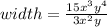 width=\frac{15x^3y^4}{3x^2y}