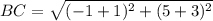 BC=\sqrt{(-1+1)^{2}+(5+3)^{2}}