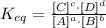 K_{eq} = \frac{[C]^{c}\cdot [D]^d}{[A]^{a} \cdot [B]^{b}}