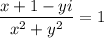\dfrac{x+1-yi}{x^2+y^2}=1