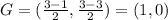 G=(\frac{3-1}{2},\frac{3-3}{2})=(1,0)