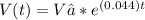 V(t)=V₀*e^{(0.044)t}