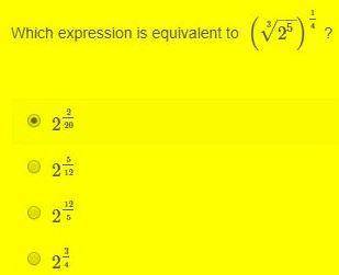 Which expression is equivalent to (25−−√3)14 ?  2220 234 2512 2125