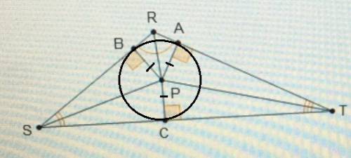 Point p is the incenter of triangle rst. which must be true?