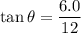 \tan\theta=\dfrac{6.0}{12}