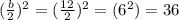 (\frac{b}{2})^2=(\frac{12}{2})^2=(6^2)=36