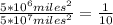 \frac{5*10^{6}miles^{2}}{5*10^{7}miles^{2}}=\frac{1}{10}