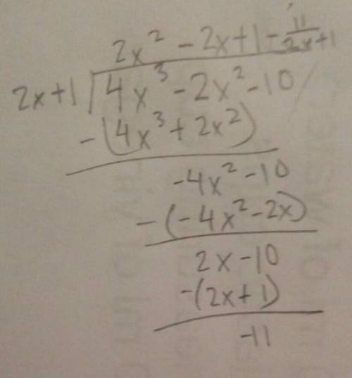 4x^3-2x^2-10/2x+1 long polynomial division