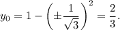 y_0=1-\left(\pm\dfrac{1}{\sqrt{3}}\right)^2=\dfrac{2}{3}.