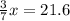 \frac{3}{7} x=21.6