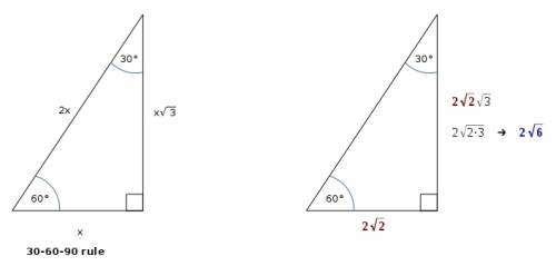 How to find the long leg of 2√2 from a 30: 60: 90 triangle?