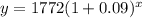 y=1772(1+0.09)^{x}