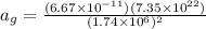 a_g = \frac{(6.67 \times 10^{-11})(7.35 \times 10^{22})}{(1.74 \times 10^6)^2}