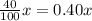 \frac{40}{100}x=0.40x