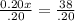 \frac{0.20x}{.20}=\frac{38}{.20}