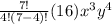 \frac{7!}{4!(7-4)!}(16)x^3y^4