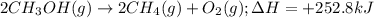 2CH_3OH(g)\rightarrow 2CH_4(g)+O_2(g);\Delta H=+252.8kJ