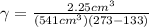 \gamma = \frac{2.25 cm^3}{(541 cm^3)(273 - 133)}