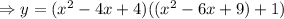 \Rightarrow y=(x^2-4x+4)((x^2-6x+9)+1)