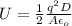 U=\frac{1}{2} \frac{q^2D}{A \epsilon_o}