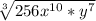 \sqrt[3]{256x^{10}*y^{7}}