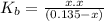 K_b=\frac{x.x}{(0.135-x)}