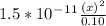 1.5*10^-^1^1\frac{(x)^2}{0.10}