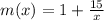 m(x)=1 + \frac{15}{x}