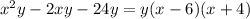 x^2y-2xy-24y=y(x-6)(x+4)