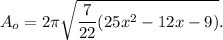 A_o=2\pi\sqrt{\dfrac{7}{22}(25x^2-12x-9)}.
