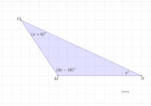 What is m∠m ?  enter your answer in the box. ° the figure shows what appears to be obtuse triangle m