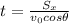 t=\frac{S_x}{v_0 cos \theta}