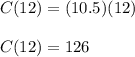 C (12) = (10.5) (12)\\\\C (12) = 126\\