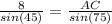 \frac{8}{sin(45)}=\frac{AC}{sin(75)}