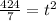 \frac{424}{7} = {t}^{2}