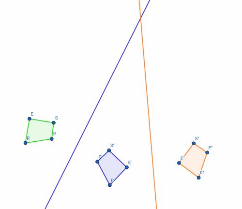 If quadrilateral resp is is reflected across the line y = 2x +7 and again across the line y = -12x +