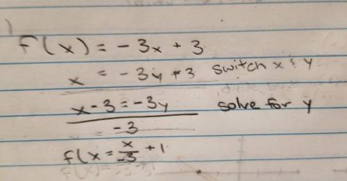 Find the inverse function f -1 (x) for the given function f (x) plz don't write a random answer to g
