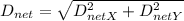 D_{net}  = \sqrt{D_{netX} ^{2} + D_{netY} ^{2}}