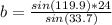 b =\frac{sin(119.9)*24}{sin(33.7)}