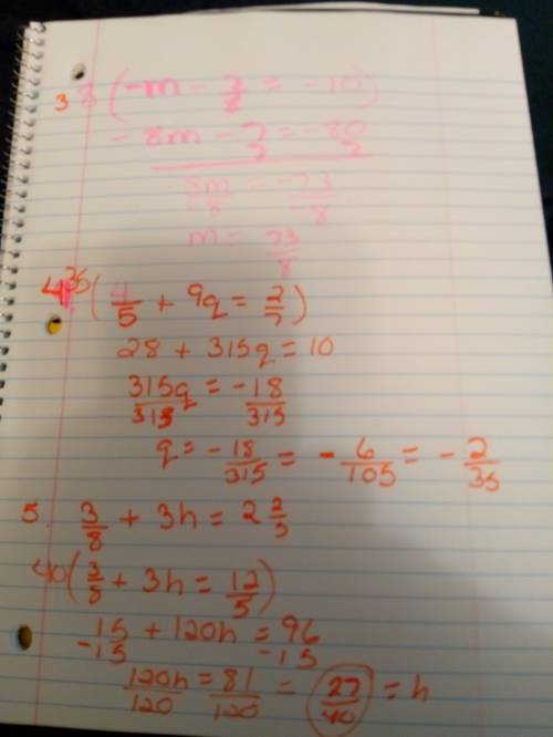 This is the rest of those 2 step equations with fractions teacher didnt  and taking a test over this