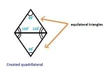 For a craft project, two equilateral triangles are taped together to create a quadrilateral. what is