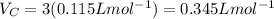 V_{C}=3(0.115 L mol^{-1})=0.345 L mol^{-1}