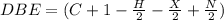 DBE = (C + 1 -\frac{H}{2} - \frac{X}{2} +\frac{N}{2} )